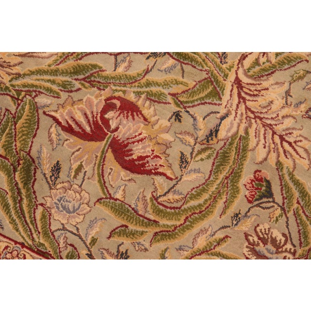 1990s Shabby Chic Floral 1990's Pak-Persian Green/Red Wool Rug - 6'1'' X 9'5'' For Sale - Image 5 of 9