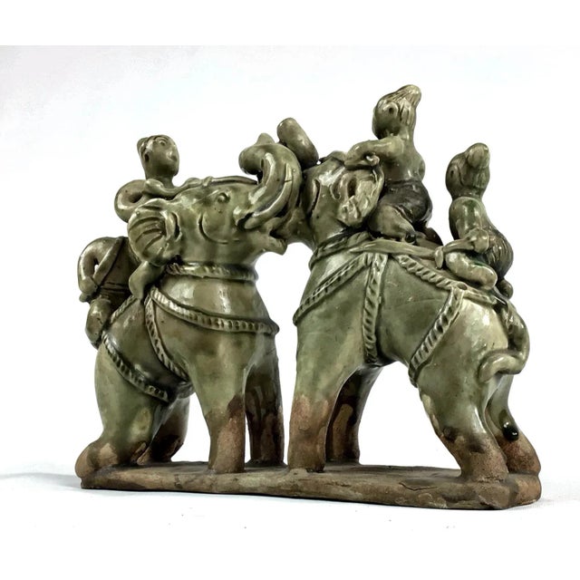 Early 20th Century Antique Thai Ceramic Elephant Statue For Sale In Portland, ME - Image 6 of 13