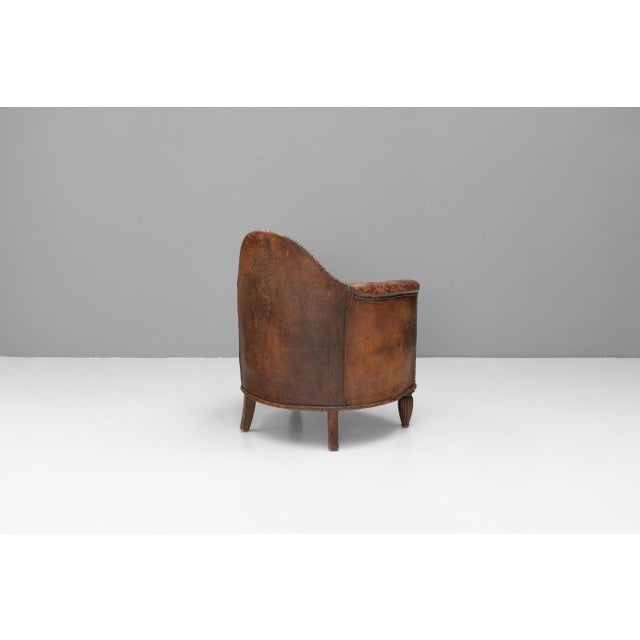 Leather Tub Chair, 1930s For Sale - Image 3 of 10