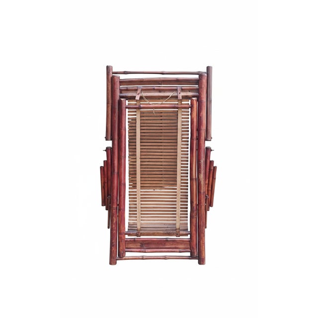 Bamboo and Wooden Slats Deck Chair, 1970s For Sale - Image 3 of 14