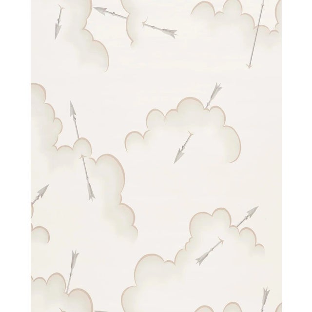 Schumacher X Charlap Hyman Herrero Mercurio Wallpaper in Natural For Sale