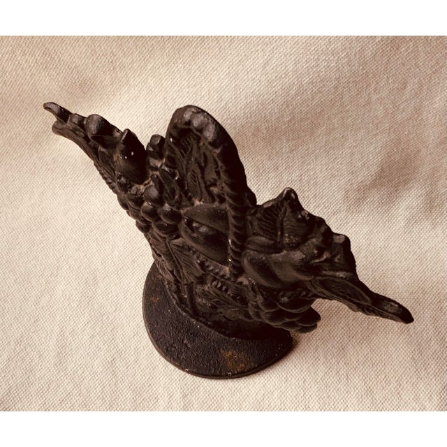 Antique American Cast Iron Fruit Basket Doorstop, C. 1920s–1930s, Black Paint For Sale - Image 11 of 18