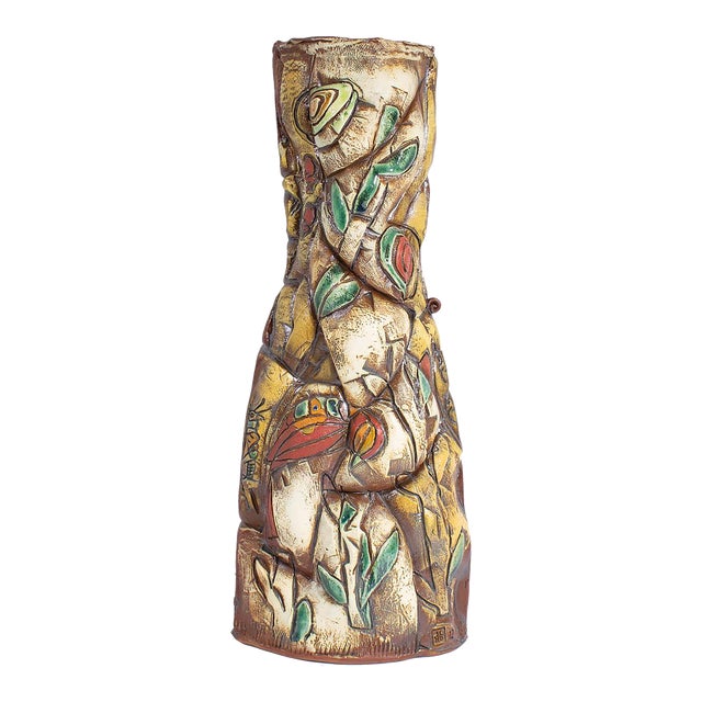 Barry Unitas Barnes 2012 Signed Studio Pottery Floor Vase For Sale