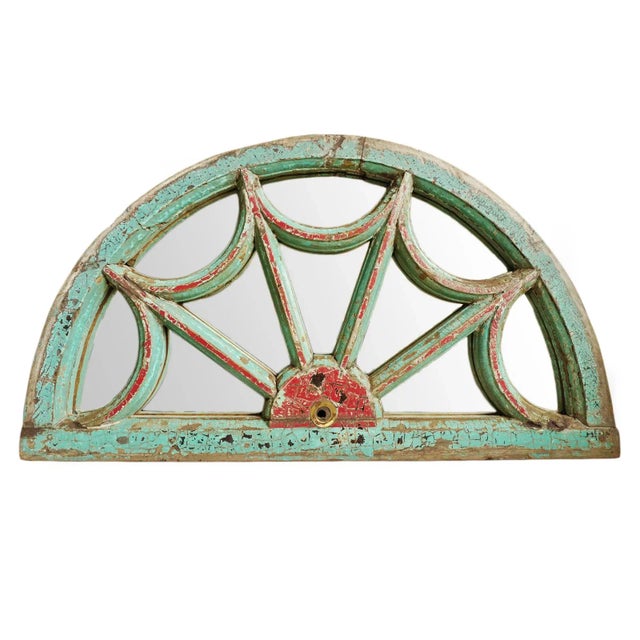 Wood Antique Wood Painted Transom Mirror For Sale - Image 7 of 7