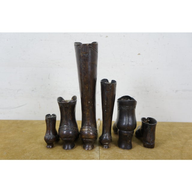 Theodore Alexander Late 20th Century Set of 6 Theodore Alexander Bronze Victorian Boot Figurines Paperweights 4" to 10" For Sale - Image 4 of 17