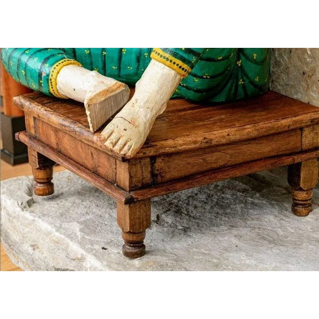 Large Antique Rajasthan Carved Musician Sculptures - a Pair For Sale - Image 10 of 11