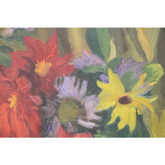Kurt Lauber, Still Life with Summer Flowers, 1945, Oil on Cardboard, Framed For Sale - Image 7 of 14
