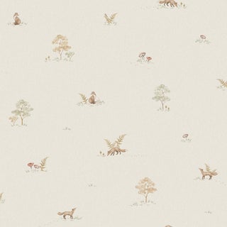 SAMPLE - Boråstapeter Little Fox Wallpaper In Soft Neutral For Sale
