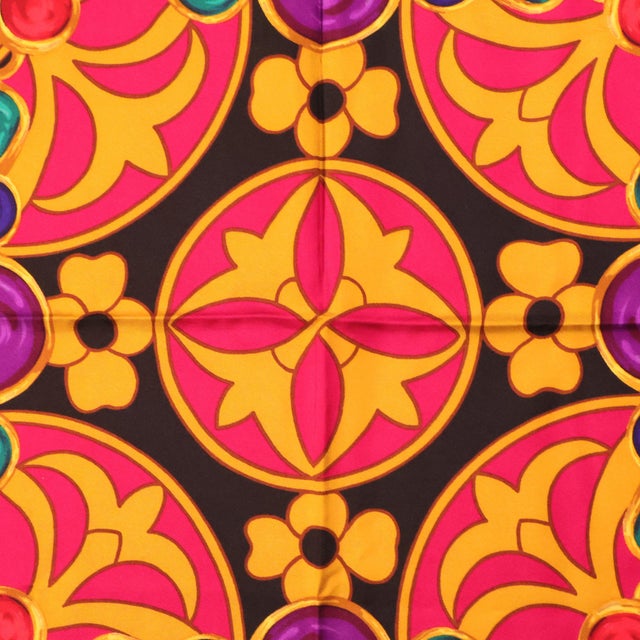 Chanel Chanel Gripoix Gemstone & Jewelry Motif 90cm Silk Twill Scarf, Italy 1994 For Sale - Image 4 of 8