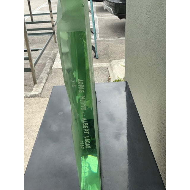 Vintage 1937 Joris Minne Et Albert Algae Frosted Glass Sculpture For Sale - Image 12 of 14
