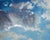 Sky 57 by James Van Fossan | Oil on silver leaf cradled panel of a blue sky with clouds For Sale