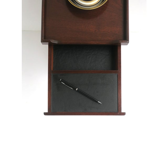 Brown Telephone Table Mahogany Wood Leather, Two Avail. For Sale - Image 8 of 12