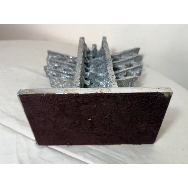 Vintage 91' Chrome Metal Brutalist Statue Sculpture Presentation Award Silver For Sale - Image 10 of 11