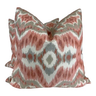 Cowtan & Tout "Casablanca" in Coral/Dove 22" Pillows-A Pair For Sale