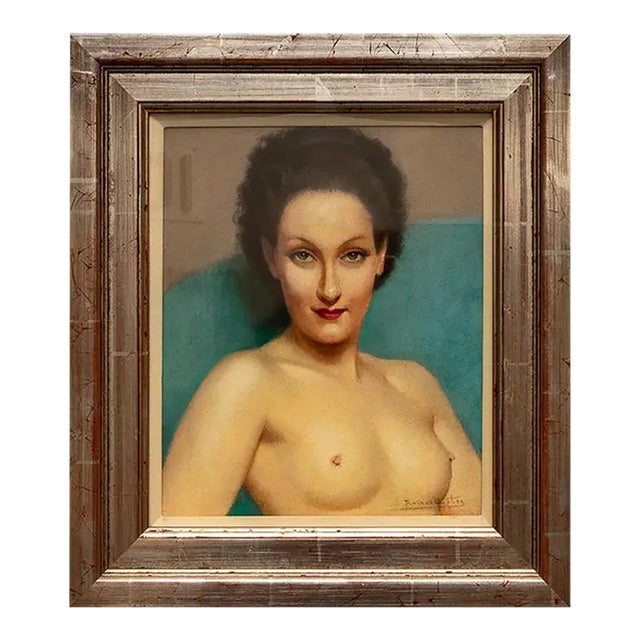 Gloria Swanson by Raymond Duflos Portrait in Pastels For Sale