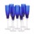 1980s Hand-Blown Crystal Champagne Flutes in Cobalt Blue With Spiral Twisted Clear Stems, Set of 6 For Sale In Los Angeles - Image 6 of 6