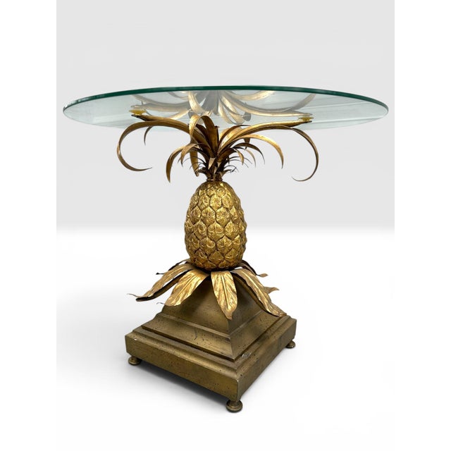 Brass Pair of Mid-Century Italian Hollywood Regency Brass Pineapple Side Tables. For Sale - Image 8 of 15