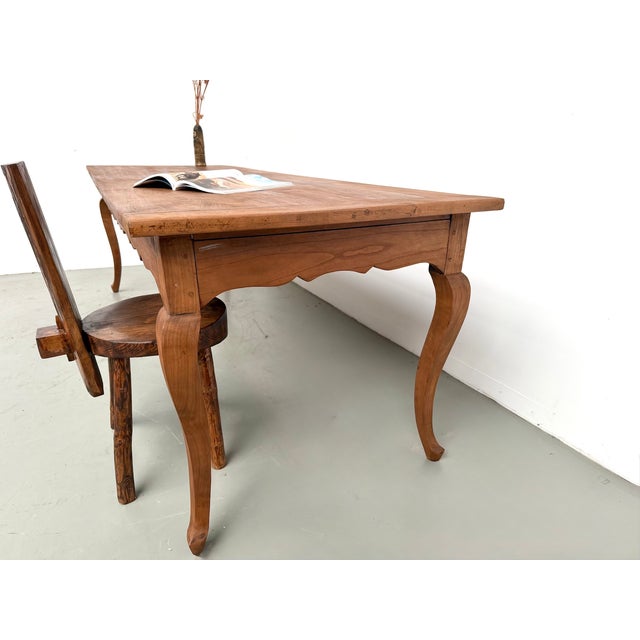 Large Cherrywood Farmhouse Table, 1900s For Sale - Image 13 of 18