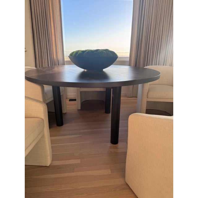 Modern Modern Solid Oak Dining Table in Luxurious Dark Wood Tone For Sale - Image 3 of 14