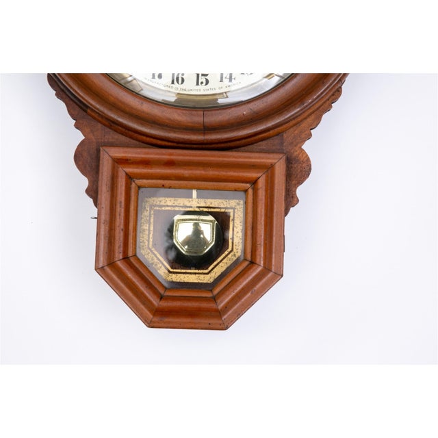 Antique Ingraham Dew Drop Calendar Wall Clock For Sale - Image 4 of 7