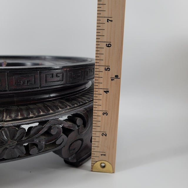 Rare Antique Japanese Imari Porcelain Bowl Meiji Period 1868-1912 Scalloped Edge With Carved Rosewood Stand - Hand Painted Gold Gilt For Sale - Image 18 of 18