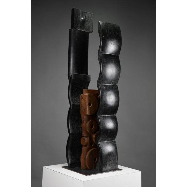 Alberto Cabiddu, Fratelli (Brothers) — Ebonized Wood Totemic Sculpture, 1998, Oak and Wood For Sale - Image 11 of 17