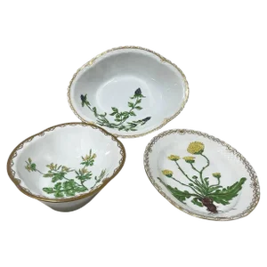Flora Danica Porcelain Bowls by Bing & Grøndahl, Denmark, 1920s, Set of 3