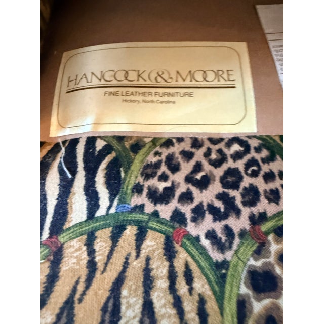 Queen Anne Vintage Hancock & Moore Animal Print Wingback For Sale - Image 3 of 11