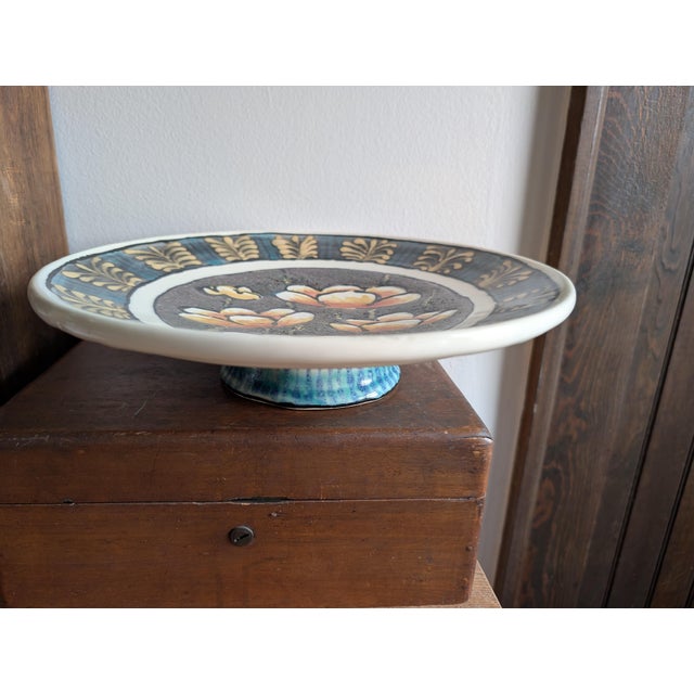 Vintage Boris Vitlin Shallow Footed Majolica Bowl/Platter ~ Ceramic, Circa 1990s For Sale - Image 12 of 14
