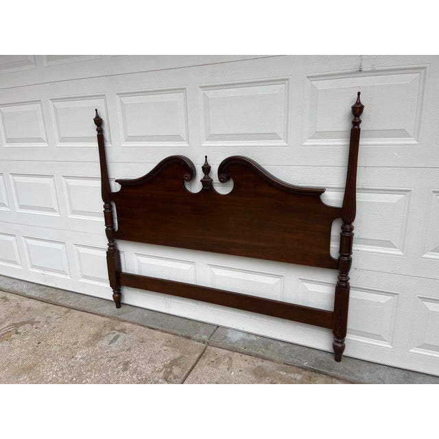 1970s Ethan Allen Georgian Court Queen Cherry 4-Poster Headboard For Sale - Image 12 of 12