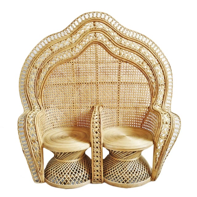 Raw Double Cane Peacock Chair Chairish