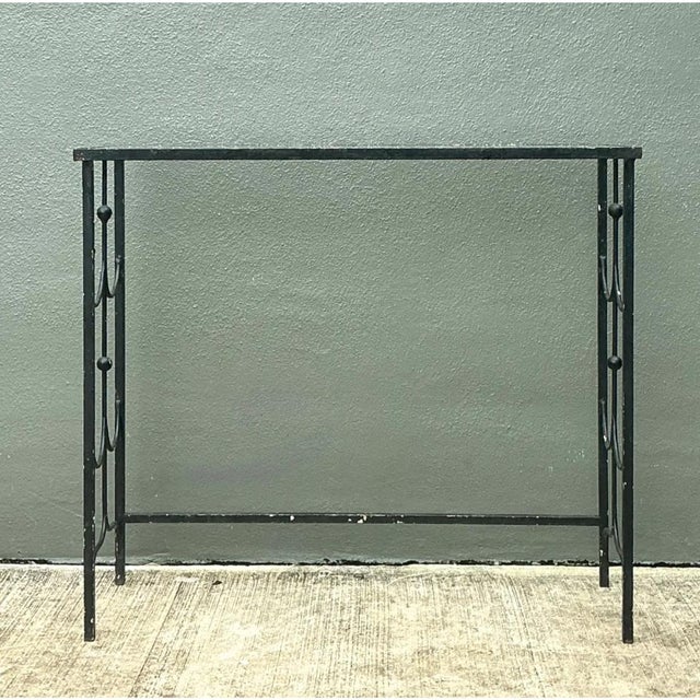 Vintage Iron and Glass Console Table For Sale In West Palm - Image 6 of 12