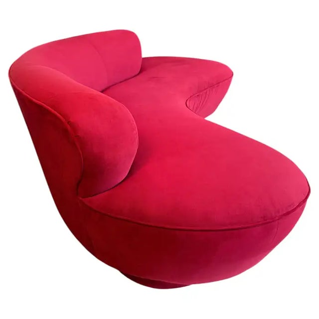 Burgundy Vladimir Kagan Serpentine Cloud Curved Sofas for Directional, Signed Pair For Sale - Image 8 of 18