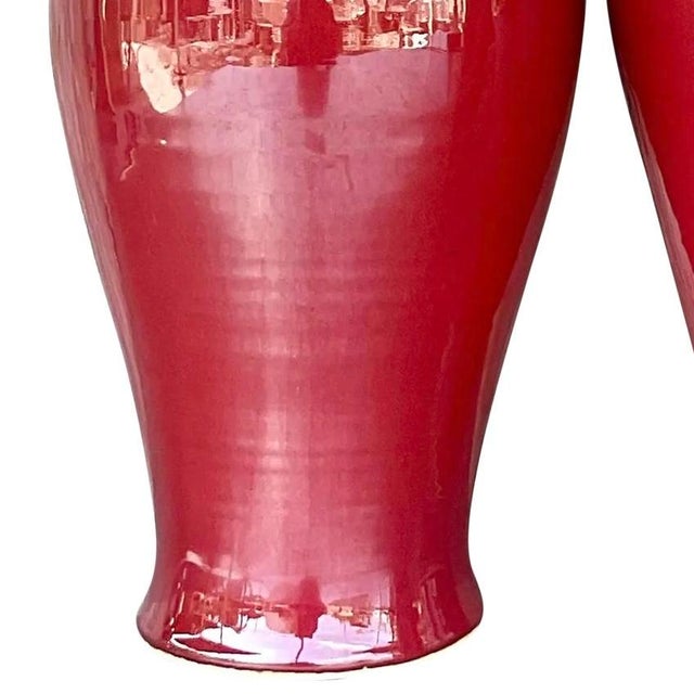 Vintage Asian “Sang De Boeuf” Glazed Ceramic Vases- a Pair For Sale - Image 10 of 12