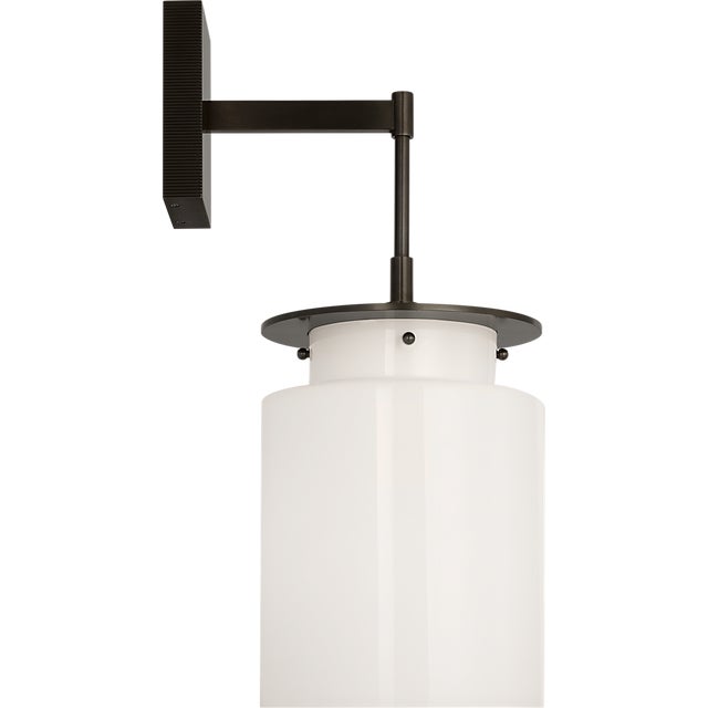 Modern Ray Booth for Visual Comfort Signature Elias 23" Sconce in Bronze with White Glass For Sale - Image 3 of 9