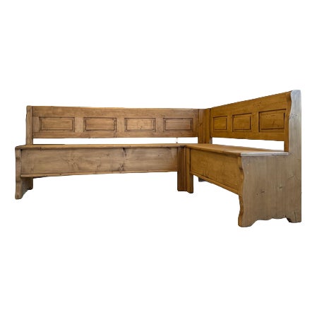 Farmhouse Corner Bench in Wood For Sale