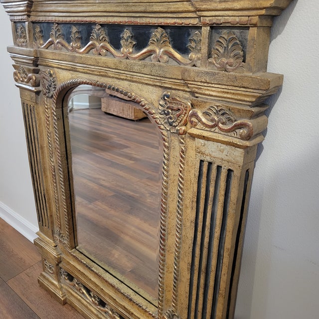 1980s 1980s Ornate Wood Wall Mirror For Sale - Image 5 of 11