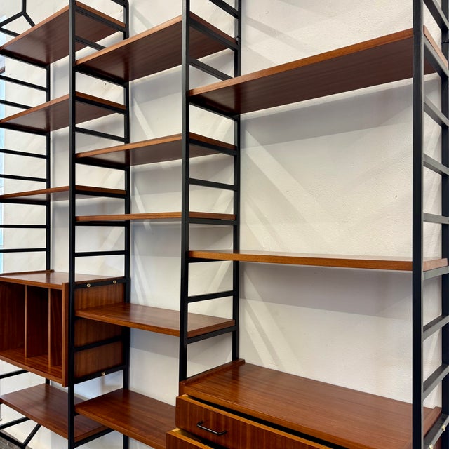 Floor-to-Ceiling Iron and Mahogany Bookcase, 1960s For Sale - Image 6 of 10