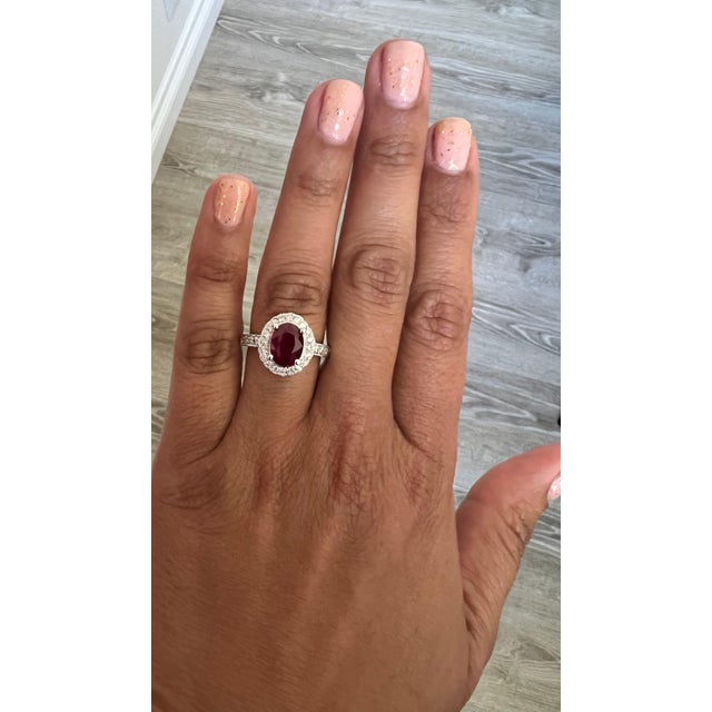 Roshe Jewels 2.99 Carat Natural Ruby Diamond Ring in 14k White Gold, Size 7 For Sale In Los Angeles - Image 6 of 8