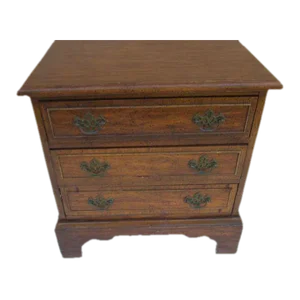 1980s Nightstand 3 Drawer by Dixie Dark Wood Tone
