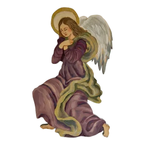 1999 Folk Art Renaissance Style Angel on Wood by Nancy Weinberg