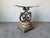 Vintage Wrought Iron & Concrete Pedestal Outdoor Dining Table With Glass Top For Sale - Image 4 of 12