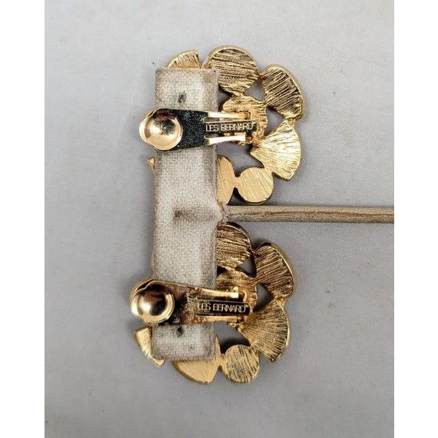 1980s Vintage 1980s Signed Les Bernard Rhinestone Cabochon Clip Earrings- 2 Pieces For Sale - Image 5 of 7