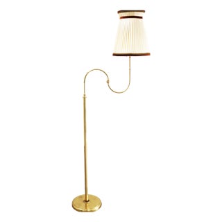 Mid-Century Swedish Brass Floor Lamp in the style of Josef Frank, 1960s For Sale