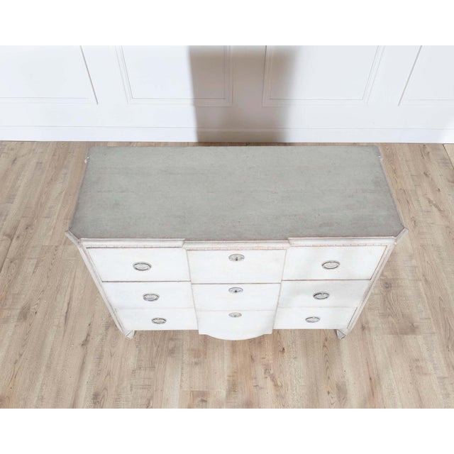 Mid 20th Century Gustavian Style Painted Chest of Drawers with Brass Handles For Sale - Image 10 of 10