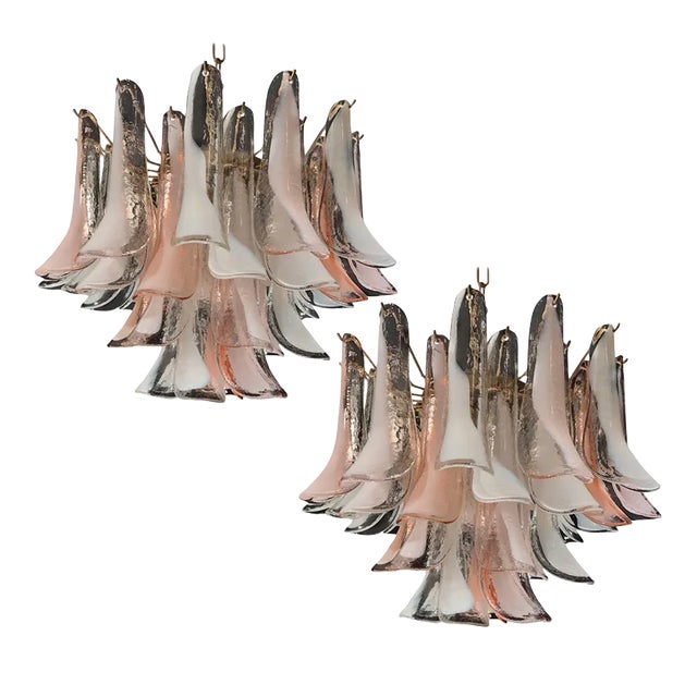 Murano Petal Ceiling Lights from Mazzega, 1980s, Set of 2 For Sale