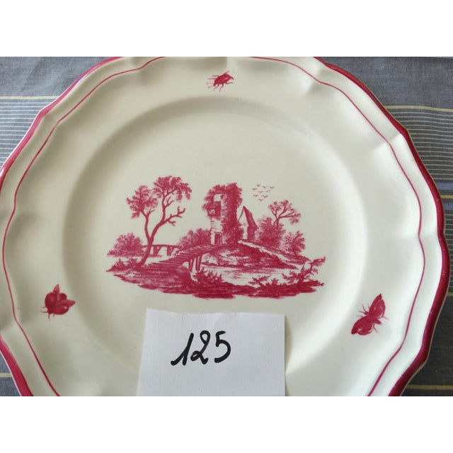 Gien earthenware Gien model pink landscapes 1 earthenware plate D 25 cm GIEN stamp 1960-71 Condition: mini foxing on the...