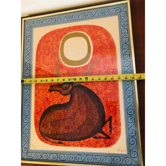 1970s 1970s "Taurus With Eye of Ra" Modernist Signed and Numbered Lithograph #53 by Keith De Carlo, Framed For Sale - Image 5 of 8