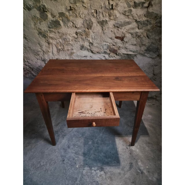 Wood Antique French Walnut Table with Drawer, 1890s For Sale - Image 7 of 18