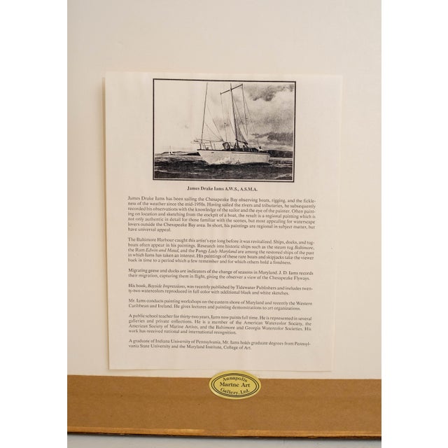 Brown Crab Boat Seagulls Watercolor Painting Signed James Drake Iams For Sale - Image 8 of 9